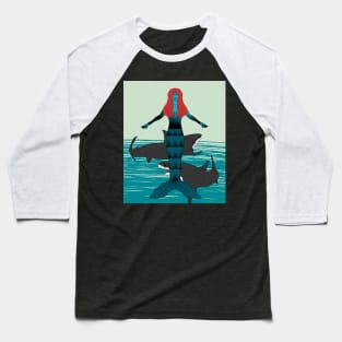 Red Hair Mermaid Baseball T-Shirt